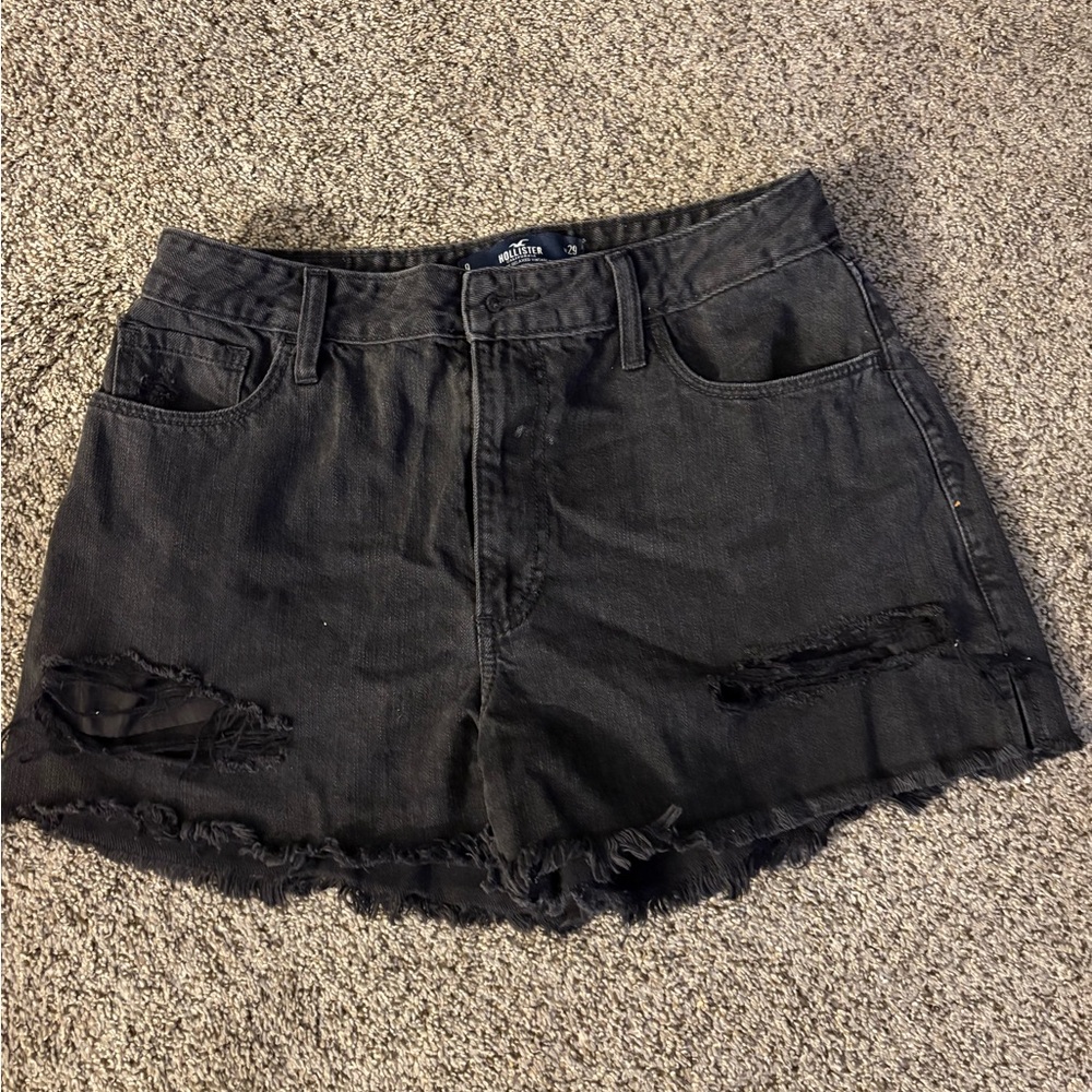 Hollister Black High Rise Distressed Denim Jean Shorts